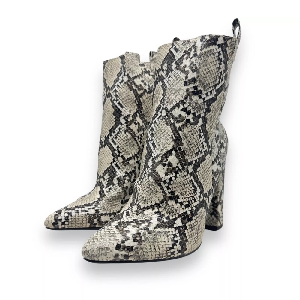 JustFab High Heel Snakeskin Patterned Ankle Boots